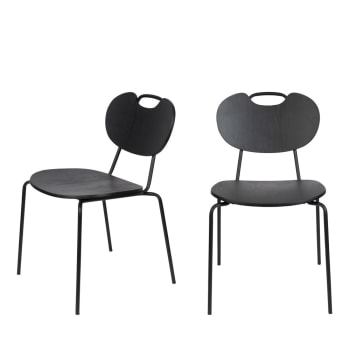 Aspen - Lot de 2 chaises en bois et métal noir