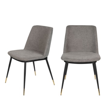 Lionel - Lot de 2 chaises en tissu et métal gris