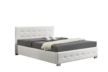 Newington - Estructura de cama acolchada blanca con caja de almacenaje 160 x 200 c