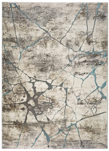 Kael - Tappeto astratto grigio/beige/blu 140x200 cm