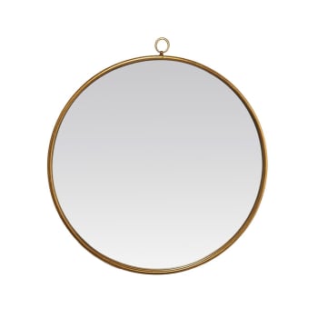Miroir rond métal doré avec accroche 80x80cm