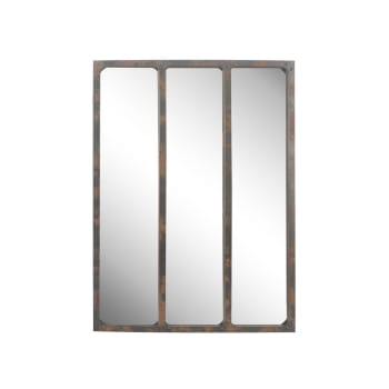 MIROIR INDUSTRIEL 3 BANDES NOIR - Miroir industriel 3 bandes avec rivets 60x80cm