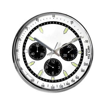 Horloge ronde effet montre blanche 28cm