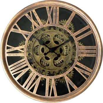 HORLOGE MÉCANISME - Horloge ronde dorée mécanisme apparent 25x6x25cm