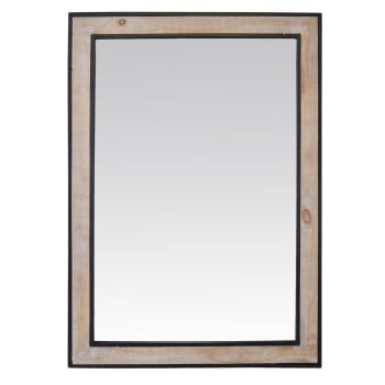 MIROIR EN BOIS ET MÉTAL - Miroir rectangle en bois et métal 73x103cm