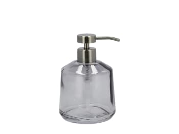VINTAGE - Distributeur de savon en verre gris tourterelle