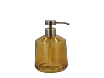 Distributeur de savon en verre givré ambré pompeACIER INOXYDABLE
