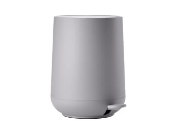 Poubelle à Pédale 3L Imprimé Amber – Métal & Bambou, Gris, Fermeture Silencieuse