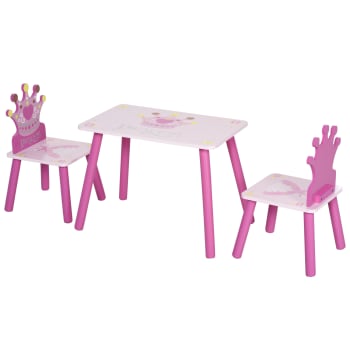 Ensemble table et chaises enfant design princesse bois rose