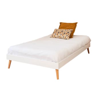Doris - Pack lit avec pieds et matelas bois massif blanc 120x190 cm