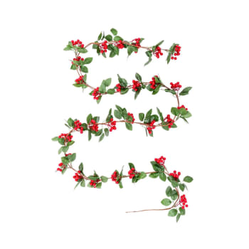 HOUX - Guirlande sapin de Noël houx rouge et vert L280cm