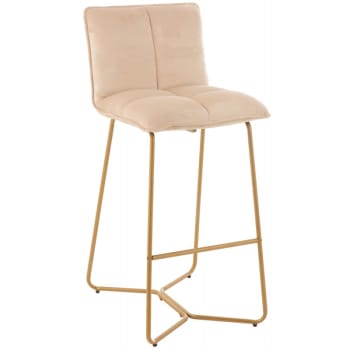 PIERRE - Chaise de bar en pierre métal/textile beige