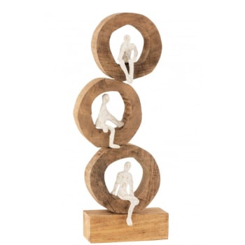 CERCLES - Figura 3 pensadores anillos madera de mango/aluminio natural/blanco