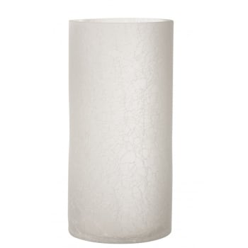 CRAQUELÉ - Photophore cylindrique verre givré blanc H30cm