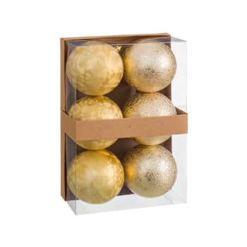 OR - Set de 6 boules de Noël dorées 8cm