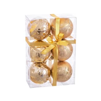 CERF - Set de 6 boules de Noël dorées cerf 6cm