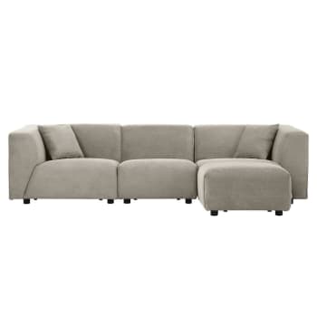 Monroe - Sofá modular de 3 plazas + 1 puf gris claro