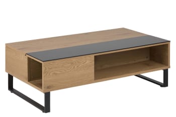 Ela - Tavolino rialzabile stile industriale nero e legno