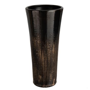 TACHES - Jarrón mota cerámica negro/oro alt. 39 cm