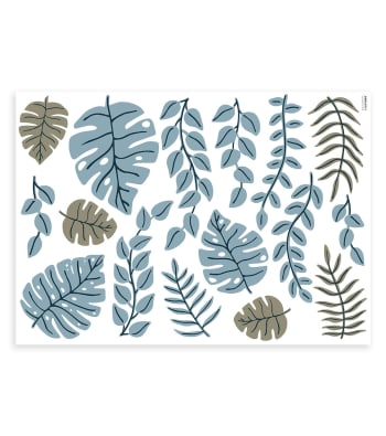 TANZANIA - Stickers feuilles en vinyle mat vert 64 x 90 cm