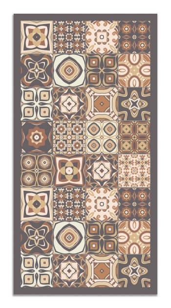 Tapis vinyle carreaux ciments marron 200x200cm