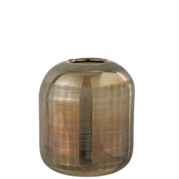 TORINO - Vase verre vert/or H24cm