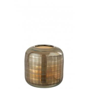 TORINO - Vase verre vert/or H17cm
