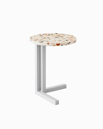 COTA - Mini mesa auxiliar aluminio gris y terrazzo multicolor