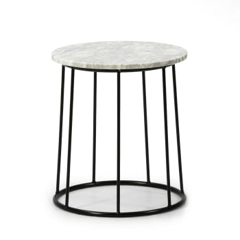 COLOMBO - Tavolino da caffè rotondo, in marmo bianco, diametro: 35 cm