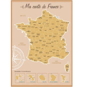 FRANCE - Décoration murale carte de France à gratter 52x73cm