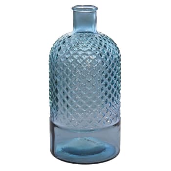 Diamond - Vase bouteille en verre recyclé  bleu jean's 28 cm