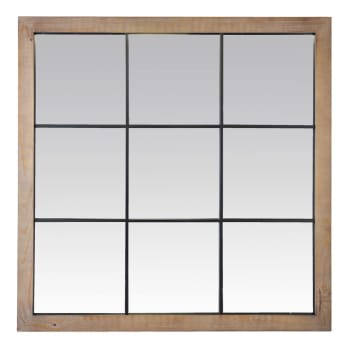 MIROIR FENÊTRE 9 VUES - Miroir industriel carré effet fenêtre 9 vues 100x100cm