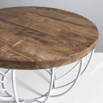 Mesa de centro ovalada con tablero de madera de teca reciclada 164 cm Alida