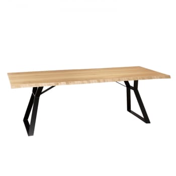 Madison - Mesa de comedor rectangular de madera roble y metal negro de 230 cm