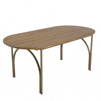 Yseult - Mesa de comedor de madera de álamo y acero de 180 cm