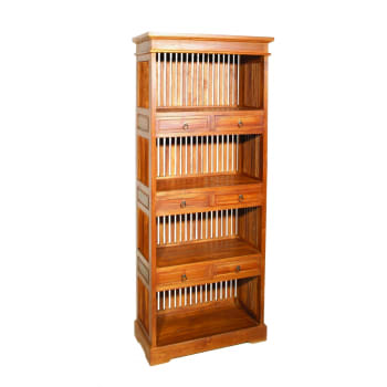 Ayan - Etagère bibliothèque 6 tiroirs en teck