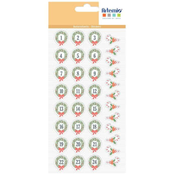COURONNES - 36 stickers ronds calendrier de l'Avent