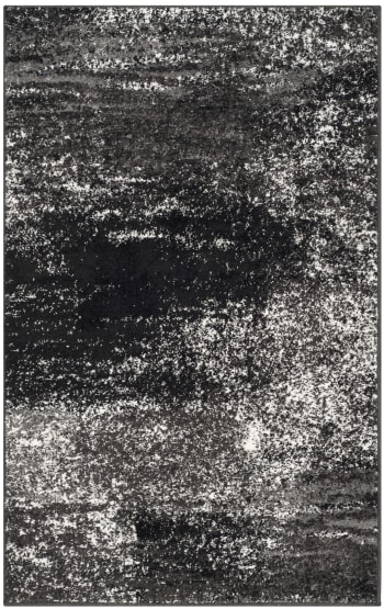 Adirondack - Tapis de salon interieur en argente & noir, 91 x 152 cm