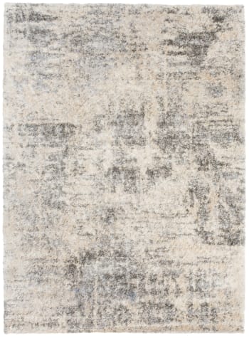 VERSAY - Alfombra de salón beige claro gris rayas shaggy 120 x 170 cm