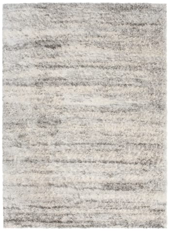 VERSAY - Tappeto salotto grigio chiaro righe linee astratto shaggy 140x200
