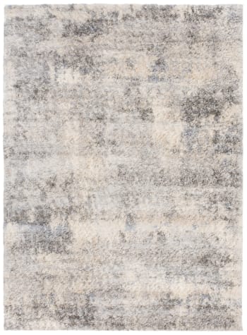 VERSAY - Alfombra de salón beige gris rayas shaggy 200 x 300 cm