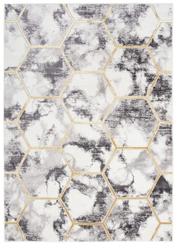 SHINE - Tappeto salotto grigio crema oro astratto geometrico  180x250