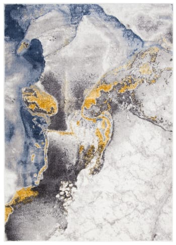 SHINE - Tappeto soggiorno oro azzurro crema effetto marmo 160x220