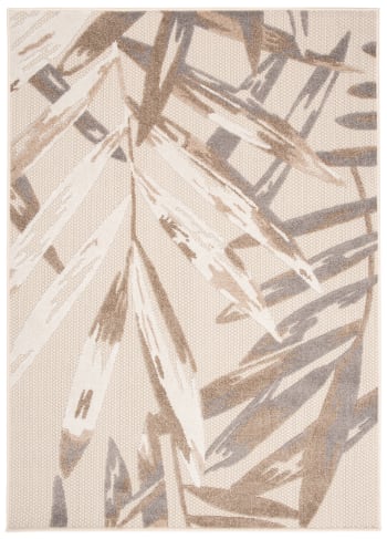 PATIO - Tappeto interni esterni 3d beige crema gris marrone foglie 160x220cm