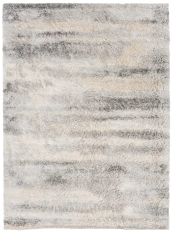 Alfombra de salón gris beige rayas shaggy 200 x 300 cm VERSAY