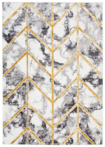 SHINE - Tappeto soggiorno grigio oro crema dorato geometrico 140x200