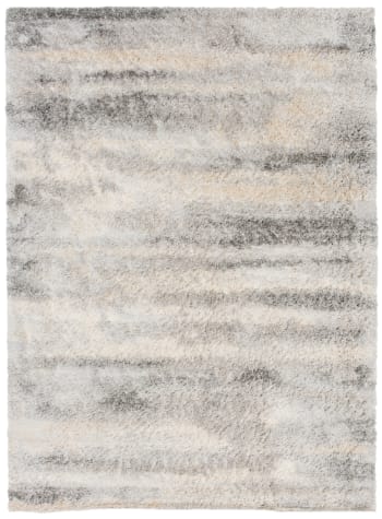 VERSAY - Tappeto salotto grigio chiaro beige chiaro shaggy 140x200