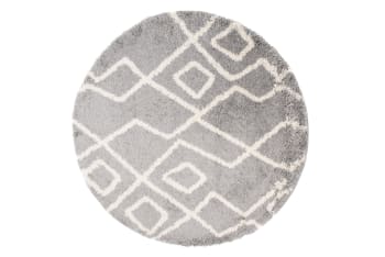 BOHO RONDA - Alfombra de salón gris oscuro crema shaggy 200 x 200 cm