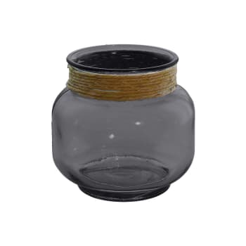 Perouges - Photophore en verre recyclé Anthracite 18 cm