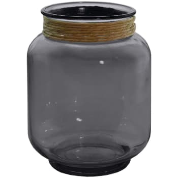 Perouges - Photophore en verre recyclé Anthracite 25 cm